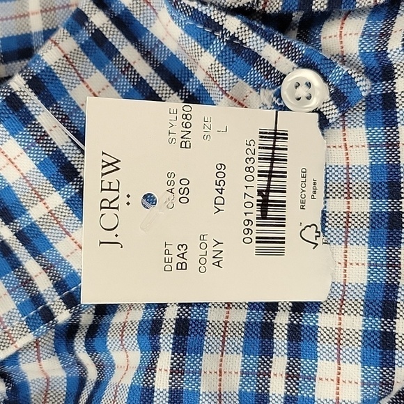 J Crew Factory Plaid flex oxford shirt Antique Navy Yatch Blue size L NWT BN680 - Picture 7 of 11
